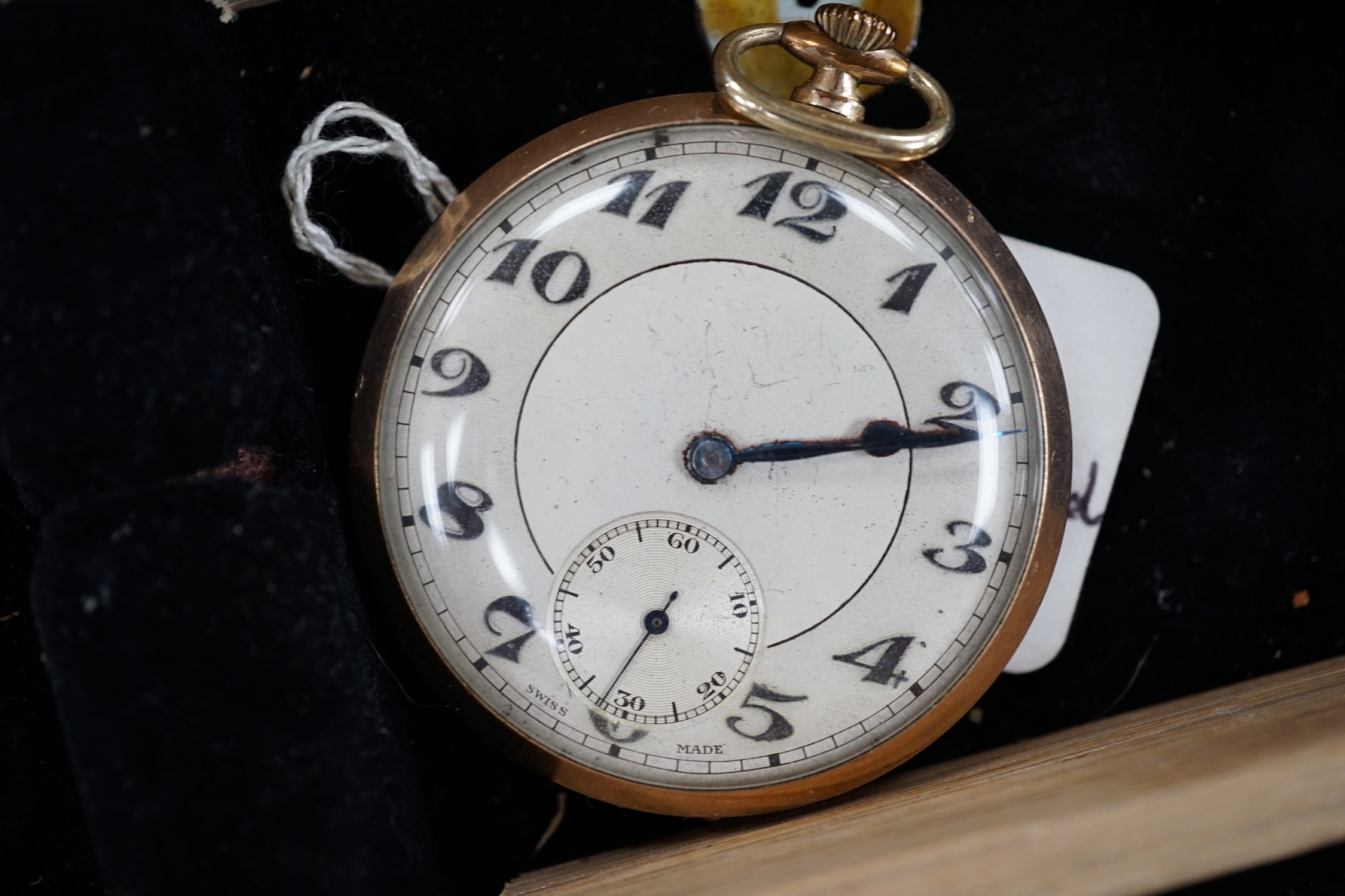 Eight assorted base metal pocket watches including Longines and Acme Lever.